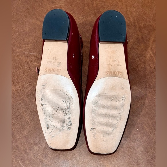 Alohas Luke Patent Leather Mary Jane Flats in Wine Burgundy Red - Picture 7 of 8